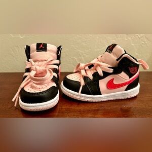 Nike Jordan 1 Mid Infant/Toddler Shoes Size 6c, Color: Atnosphere/Infrared
